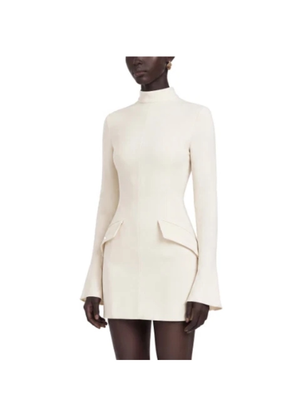 Miss Rosier Chloe Cream Long Sleeve Mini Dress - size Small